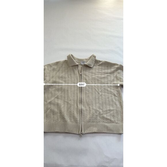 WEEKEND Seoul Full Zip Knit Sweater in Cream - Picture 4 of 5